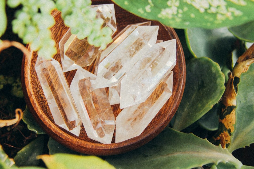 A bowl of healing crystals